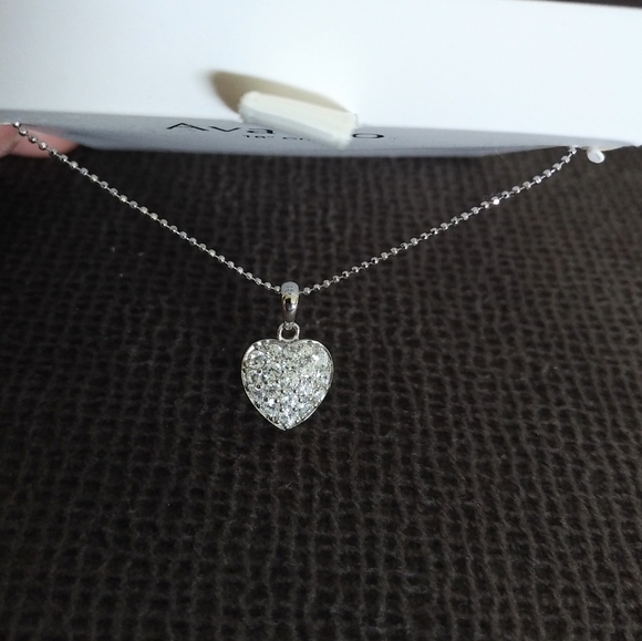 Ava Ro🚣 Silver Pave Heart❤ Pendant Necklace - NIB - Picture 9 of 15
